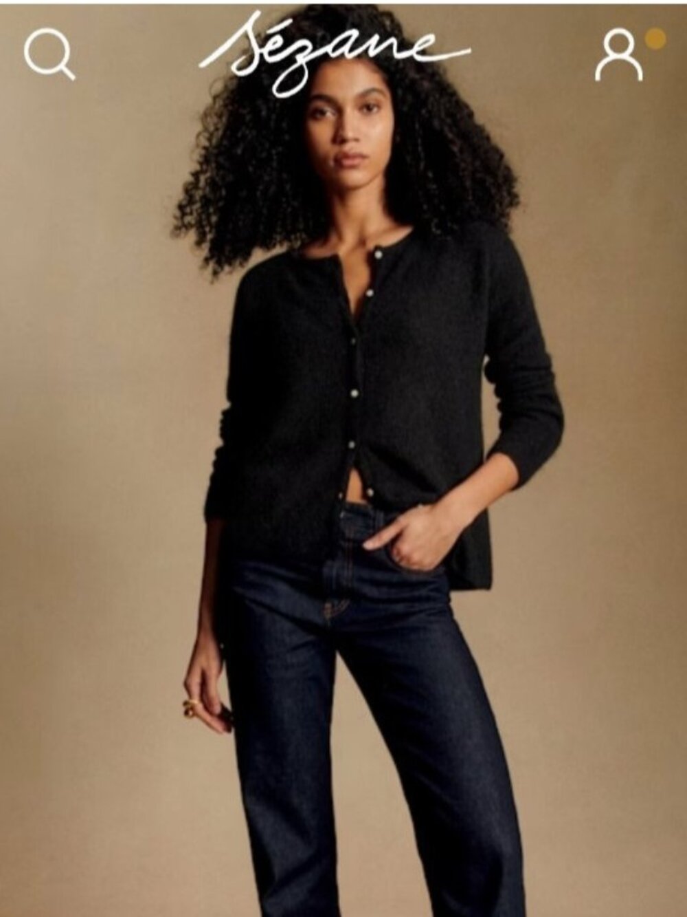 Sezane Rue Saint-Fiacre Black Mohair Alpaca Cardigan Sweater Women's S Soft